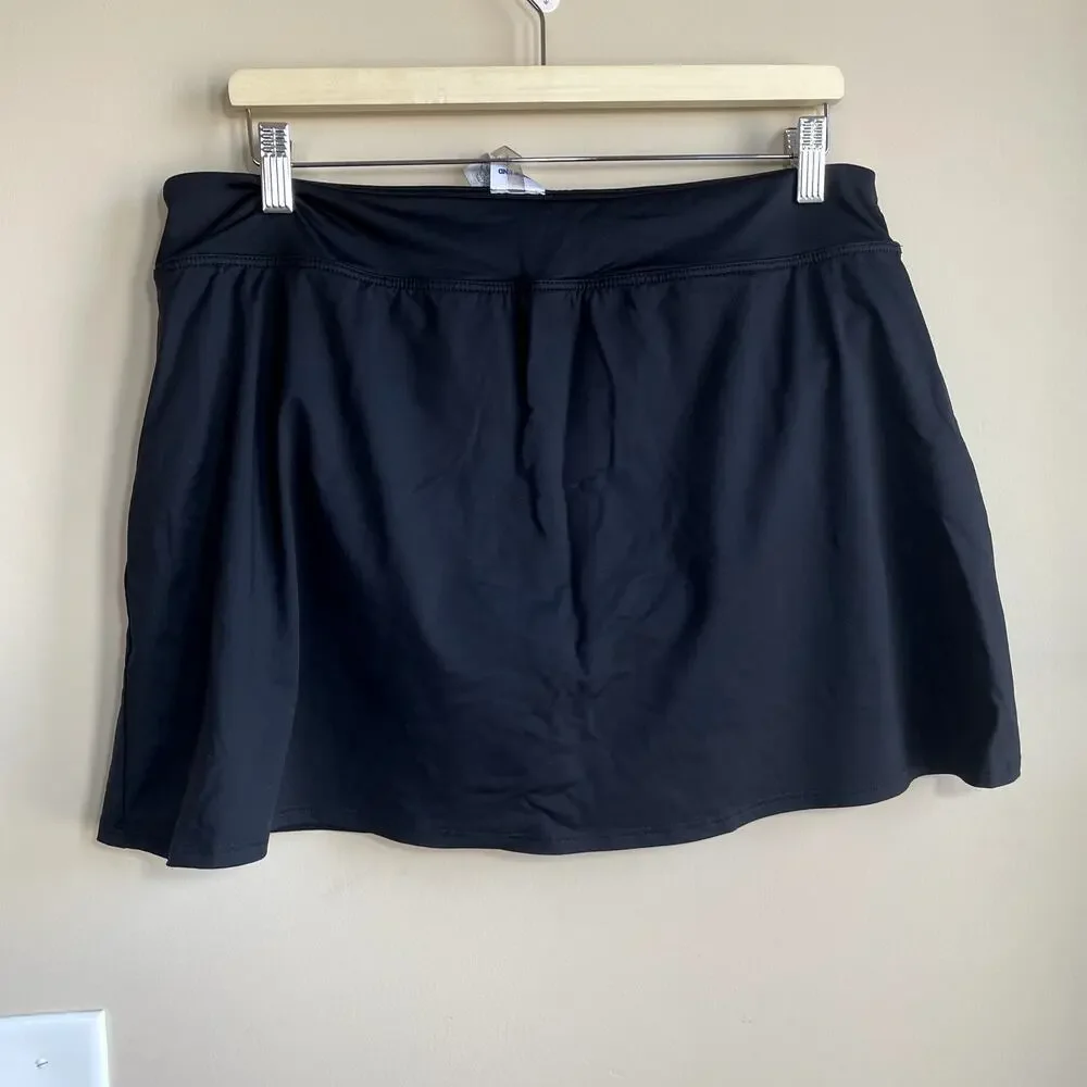 Lands' End nylon swimsuit skirt‎ women's size 14 black miniskirt comfort casual
